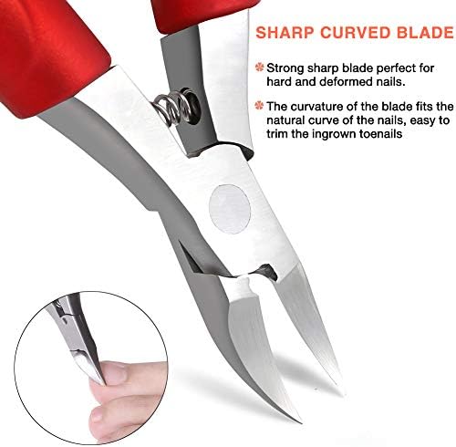 BEZOX Ingrown Nail Clippers - Precision Thick Toenail Clipper for Ingrown and Curly Nails, Comfort Grip Fingernail Clipper, Ergonomic Handle Toenail Scissors for Seniors