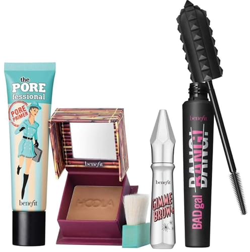 Benefit icons 3 - Piece Set Miniature Set, (0.25 oz Primer + 0.14 oz badgal bang! Mascara + 0.09 oz Hoola Bronzer)