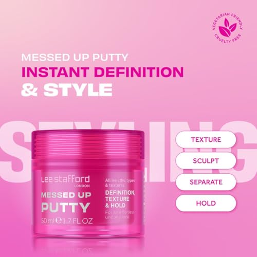 Lee Stafford Hair Styling Pomade | Messed Up Putty - Lighweight, Pliable Shaping Wax Paste, All Lengths, Firm Hold for Texturizing & Definition, Flyaway Tamer, Smoothing Slick Back, Men & Women
