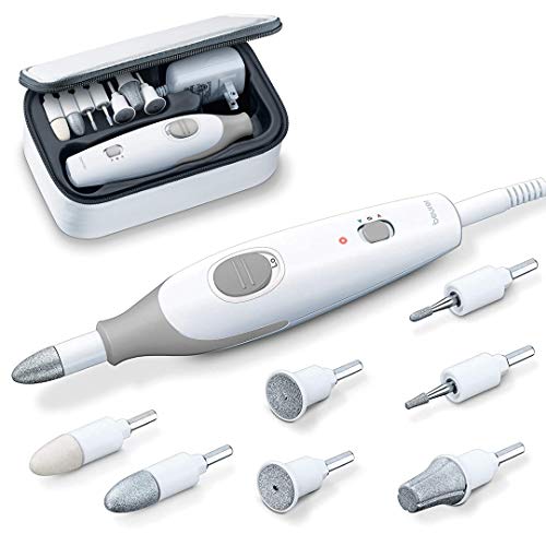 Beurer MP32 Electric Nail Drill with 7 Attachments, Manicure/Pedicure Set with 2-Speed Levels & Dual Rotation for Salon-Quality Nail Care at Home, Including Storage Case