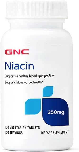 GNC Niacin 250mg | Supports Blood Vessel Health | 100 Vegetarian Tablets