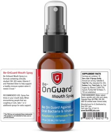 Best365Labs Mouth Spray | Supports Oral Hygiene & Fresh Breath | Nano Silver & C Complex | Convenient Travel Size | Raspberry Lemonade Flavor | 150 Sprays