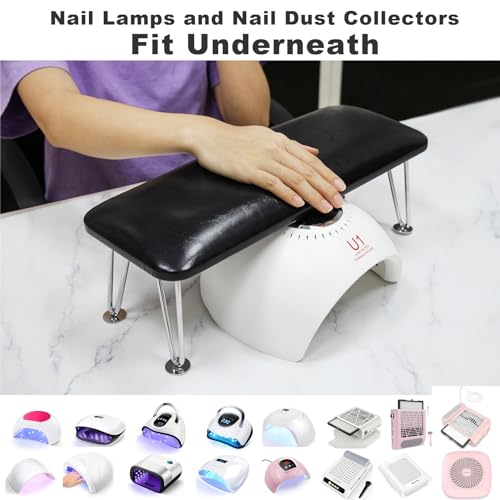 Big Arm Rest for Nails, Microfiber Leather Hand Rest for Nail Tech Salon Home Use Manicure Hand Rest Stand (Black)