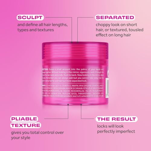 Lee Stafford Hair Styling Pomade | Messed Up Putty - Lighweight, Pliable Shaping Wax Paste, All Lengths, Firm Hold for Texturizing & Definition, Flyaway Tamer, Smoothing Slick Back, Men & Women