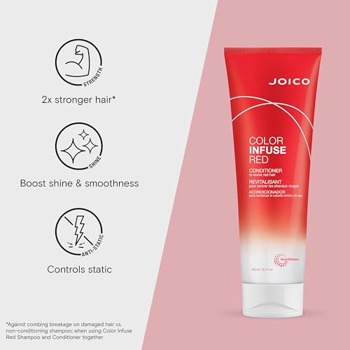 Joico Color Infuse Red Conditioner | For Red Hair | Instantly Refresh Red Tones | Boost Color Vibrancy & Shine | Protect Against Harmful UV Damage | With Rosehip Oil & Green Tea Extract