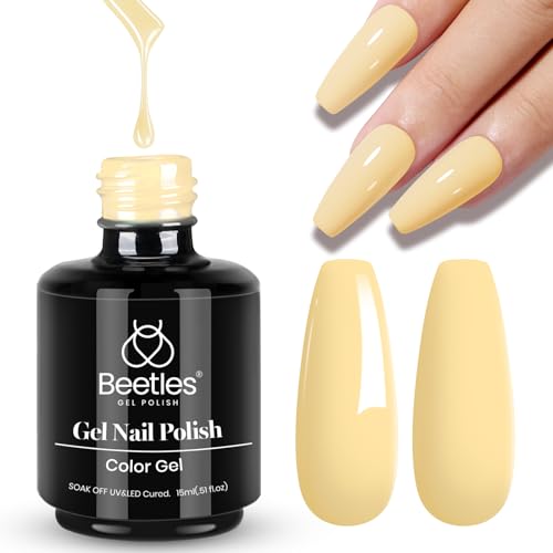Beetles Pastel Gel Nail Polish 15ml Yellow Nail Polish Lemon Chiffon Cream Soak Off Uv Led Nail Lamp Nail Art Manicure Salon Diy Home Gel Colors Summer