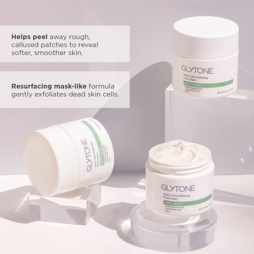 GLYTONE AHA+ Foot Cream for Dry Cracked Heels & Feet | Exfoliate, Hydrate & Retexturize Dry, Rough Foot with Exfoliating 29.5% Glycolic Acid, Moisturizing Lactobionic Acid & Urea - 1.7 Oz
