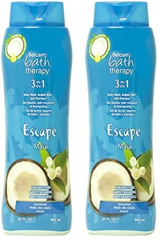 Belcam Bath Therapy Body Wash and Shampoo, Maui Coconot, 32 Fl Oz,F59820A (Pack of 2)