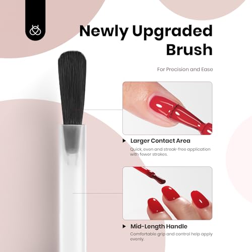 Beetles Gel Nail Polish Set, 6 Colors Hema-Free Soft Classics Black White Red Nude Polish Kit 15ML Full Size Soak off Uv Led Lamp Nail Art Salon Colorful Bottle Manicure Gift for Women