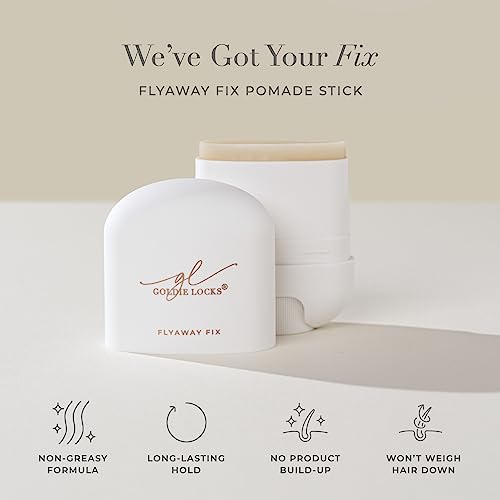 Goldie Locks Flyaway Fix Hydrating Pomade Stick for Hair & Extensions, Tames Flyaways, Styles, Defines, No Residue, Controls Frizz, Adds Shine, Smooths, Moisturizes, Non-Greasy, Lightweight, 0.5 oz