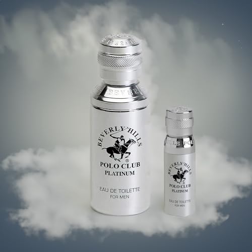 Beverly Hills Polo Club Cologne for Men Bonus Pack Designer Eau De Toilettes 3.4oz + 0.5oz 2 count (Platinum)