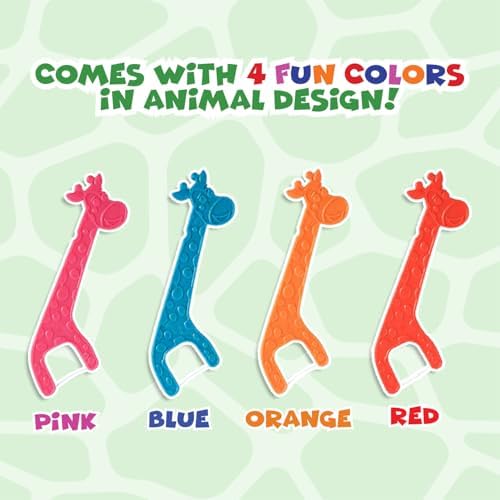 Biodegradable Kids Flossers - Dental Floss Picks for Children | Fluoride & Plastic-Free | Colorful & Fun Animal Floss Sticks | Eco Friendly, Vegan, Natural (Strawberry - 200 Pack)