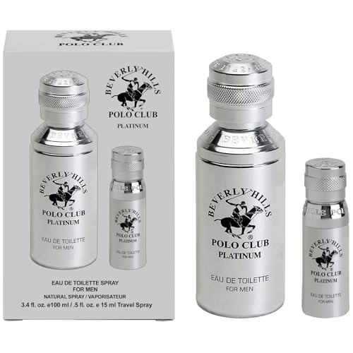 Beverly Hills Polo Club Cologne for Men Bonus Pack Designer Eau De Toilettes 3.4oz + 0.5oz 2 count (Platinum)
