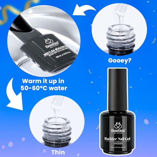 Beetles Builder Gel for Nails, 6 Colors 7 in 1 Builder Nail Gel Set, Jelly Clear Pink Nude Builder for Nail Apex Nail Thickening Extension Strengthen Weak Nails UV Gel Beauty Gift Sets for Women