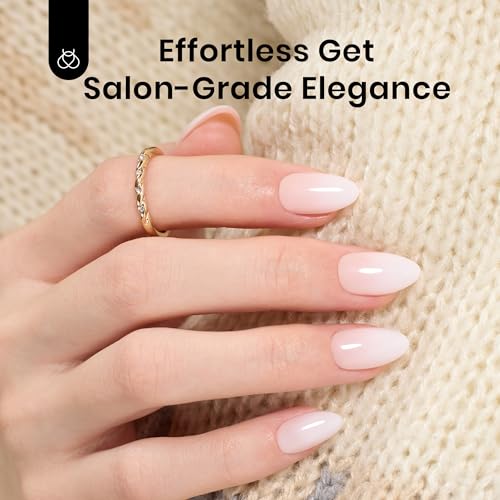 Beetles Ombre Press on Nails: 224 PCS Short Almond Gel Nail Tips, Pink Press ons Pre-applied Primer & Base Coat Glue on Nail Tips, No Need to File Fake Nails DIY Nails Gifts for Women