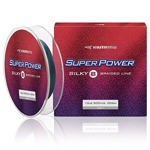 KastKing Superpower Silky8 Braided Fishing Line, Gray, 8 Strand, 8LB, 150Yds