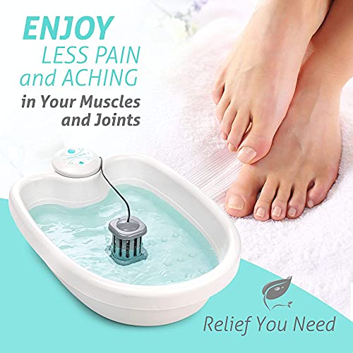 BioEnergizer Foot Spa Pro | Foot Bath Basin Machine for Cramped Muscles, Aching Feet, Stimulates Blood Flow, & Hydrates Skin | Comes w/Sea Salt & 30 Basin Liners (Foot Spa Pro)