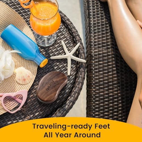 BEZOX Glass Foot Scrubber(1 PCS) - Nano-Glass Pedi Egg Pumice Stone for Feet Dead Skin, Plastic-Free Pedicure Foot File Callus Remover for Silky Smooth Feet - Walnut Wood Handled