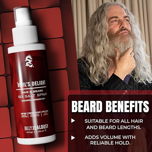 Billy Jealousy Sea Salt Spray, Texturizing and Volumizing Hair Spray for All Hair Types and Beard Lengths