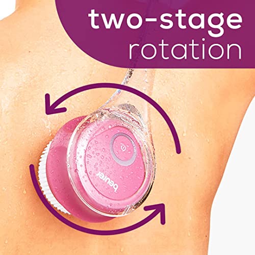 Beurer FC55 Electric Body Scrubber for Exfoliating and Massage, Waterproof for Showering, Cordless and Rechargeable, Spinning Skin Cleansing Brush with 2 Attachments