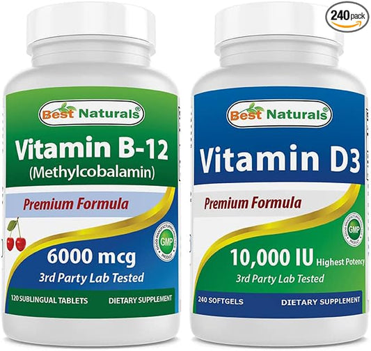 Best Naturals Vitamin B12 6000 mcg & Vitamin D3 10000 IU