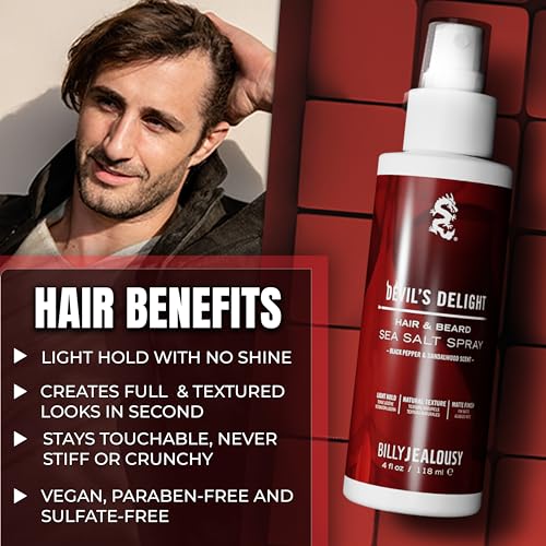 Billy Jealousy Sea Salt Spray, Texturizing and Volumizing Hair Spray for All Hair Types and Beard Lengths