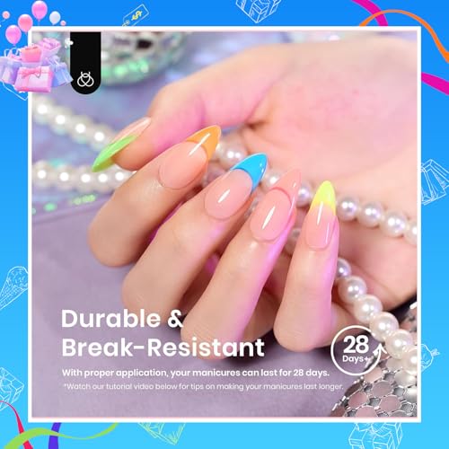 Beetles Medium Almond Nail Tips 576pcs 12 Sizes, Pre-Etched Soft Gel Nail Tips Half Matte Full Cover False Nail Tips Clear Acrylic Nails Glue on Nails DIY Nail Extension Gift for Women