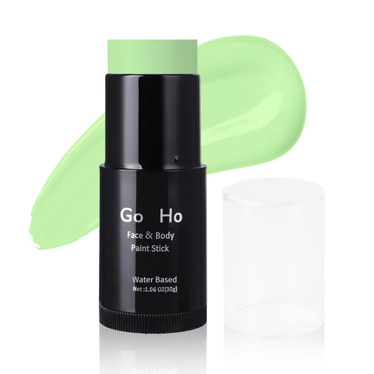 Go Ho Pastel Green Face Body Paint Stick,Water Based Washable Light Green Face Paint Stick,Non-toxic Full-coverage Cream Light Green Body Paint for Adults Children Halloween Cosplay SFX Makeup