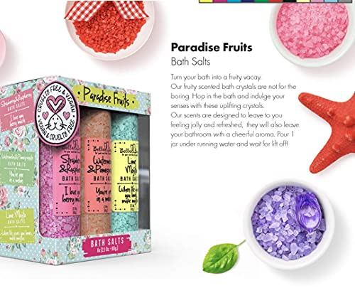 Bella & Bear Paradise Fruits Bath Salts, Foot Soak, Detox, Fruity Scents, Gift - Pack of 6, 2oz