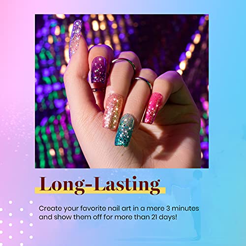 Beetles Glitter Gel Polish, 6 Pcs Pink Silver Platinum Gel Polish Kit Soak off Uv Lamp Shimmer Purple Pink Green Gold Glitter Nail Polish Kit Holiday Gift Design for Party
