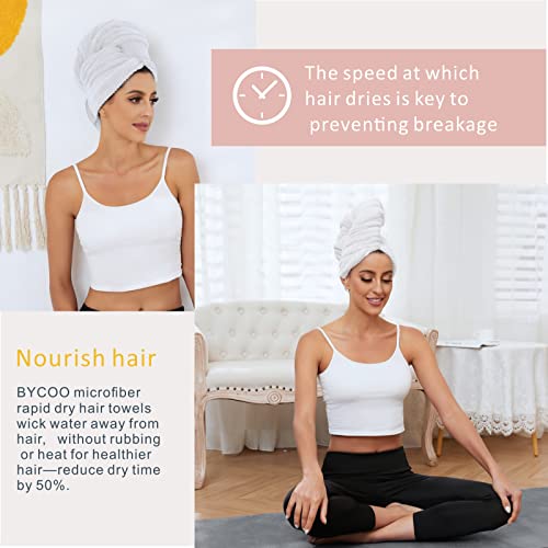 Large Microfiber Hair Towel Wrap for Women, Anti Frizz Drying Towel, Fast Dry Turban Wet Hair, Long, Thick, Curly Super Absorbent Soft Towels - White X-Large