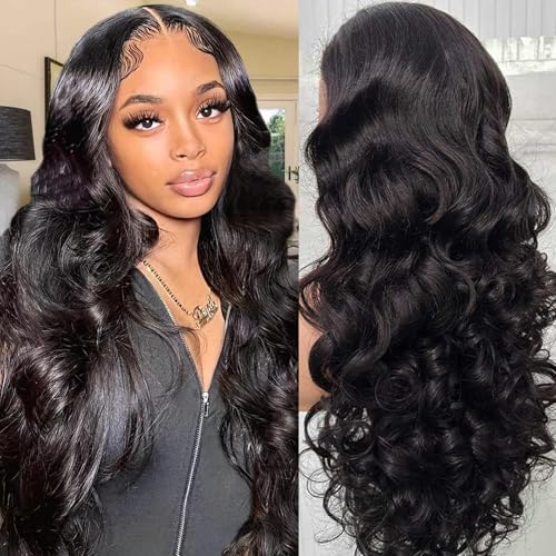 Glueless Wigs Human Hair Pre Plucked Pre Cut 5x5 HD Lace Closure Wigs Human Hair 180% Density Wear and Go Body Wave Lace Front Wigs Human Hair for Women 28 Inch