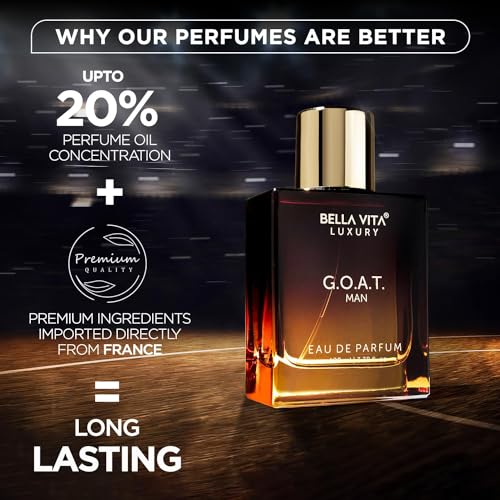 Bella-Vitaa Luxury G.O.A.T Man Eau De Parfum Perfume with Bergamot, Patchouli & Vetiver|Premium, Long Lasting Spicy & Woody Fragrance for Men, 100 ML