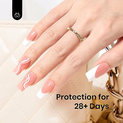 Beetles Nude Color Base Gel Nail Polish, 15ml Rubber Base 3 in 1 Neutral Brown Clear French Tip Base Color Gel Polish Nail Strengthener Soak Off Manicure Design DIY at Home