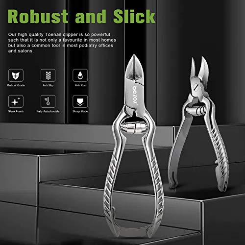 BEZOX Heavy Duty Podiatrist Toenail Clippers for Thick and Ingrown Nails, Stainless Steel Toe Nail Clipper, Pordiatry Ingrwon Toenail Tools - Silver