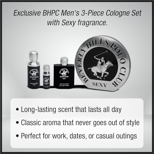 Beverly Hills Polo Club Men's 3 Piece Cologne Gift Set in Collectable Tin Eau De Toilettes After Shave BHPC (Sexy)