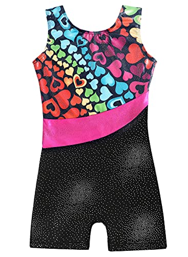 Belovance Leotards for Toddler Girls Gymnastics Outfit 3t 4t Kid Child Dance Biketard Sparkle Leopard Heart Bodysuit Unitard (WhiteHeart, 3-4 Years)