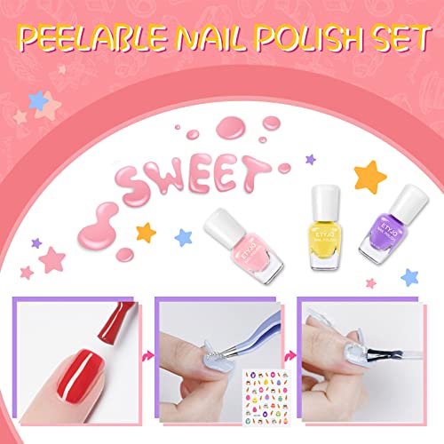 Kids Nail Polish Set - Nail Polish for Girls Ages 3-12 | 12 Rainbow Colors | Non-toxic, Water-based, Low Odor | Peel-off, Quick Dry | Children Nail Polish Kit for Teens, Children, and Toddlers