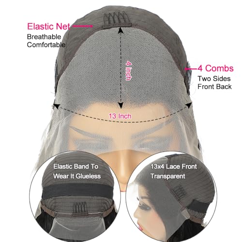 GOLFMAX Kinky Straight Lace Front Wigs Human Hair Pre Plucked With Baby Hair 180% Density Yaki Straight 13x4 Transparent HD Glueless Lace Wig Human Hair Wigs For Black Women 24 Inch