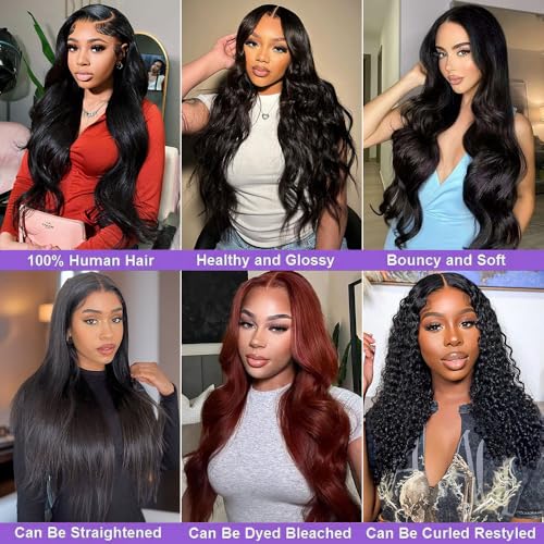 Human Hair Bundles Body Wave 20 22 24 Inch Bundles Human Hair 12A Brazilian Virgin 100% Unprocessed Quick Weave Hair Bundles for Black Women Natural Color