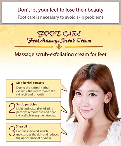 BIOAQUA Foot Care Herbal Massage Scrub-Exfoliating Cream Cleansing Delicate Feet Skin Shea Oil Natural Extracts 180g / 6.35oz