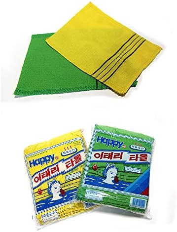 GOLDSANGSA-Korean Bath Towel Washcloth 20pcs/Body Scrub Genuine Exfoliating Bath Mitten Remove Dead Skin(Green)