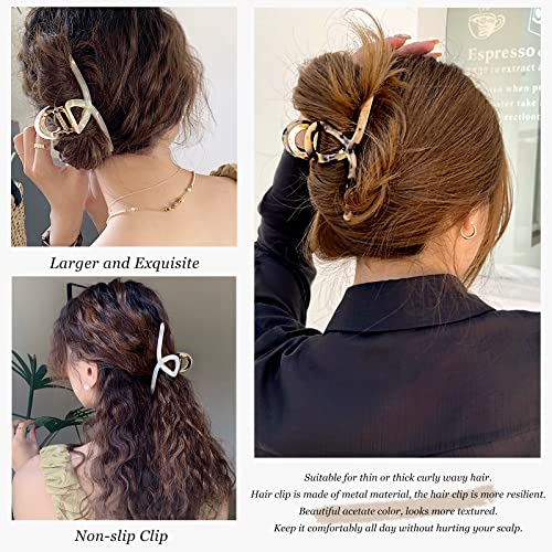 Big Butterfly Claw Hair Clips for Women - 4.5" Acetate & Metal Hair Accessories for Long, Thick Hair (3 Pcs)