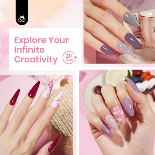 Beetles 36Pcs Dip Powder Nail Kit Starter, 20 Colors Nude Pink Yellow Gray Glitter Burgundy Dipping Powder Set with Base Top Coat Activator Brush Saver for Nail Art Manicure Graceful Lady Collection