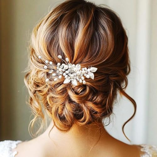 Gorais Bride Wedding Hair Vine Pearl Bridal Headpieces Leaf Hair Accessories for Women and Girls