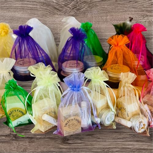 Goat's Milk Soap, Hand Salve, Beeswax Lip Balm Gift Set (Oatmeal and Honey)