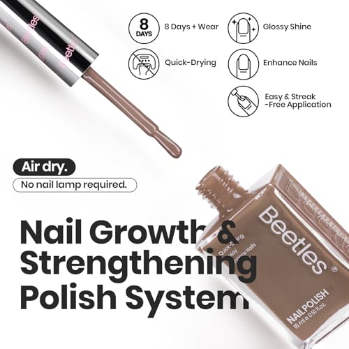 Beetles Nude Nail Polish Set Coconut Mousse 6Pcs, Pink Nail Fast Drying Long Lasting Neutral Brown Red Burgundy Dark Lacquer Glossy for Salon-Quality Results