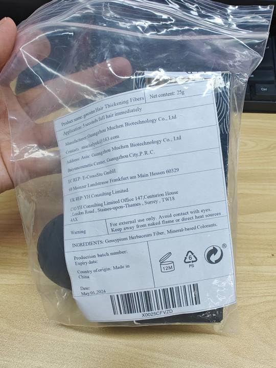 gowwim Hair Thickening Fibers 2-in-1 Kit Keratin Building Fibers, Spray Applicator & Hold Spray - Instantly Volumize Sparse Areas (Black)