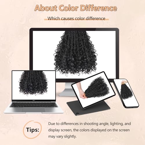 Goddess Box Braids Crochet Hair 1B - 8 Inch Pre Looped Boho Crochet Braids with Curly Ends, 8 Packs Crochet Hair for Black Women Boho 3X Synthetic Braiding Hair Extensions