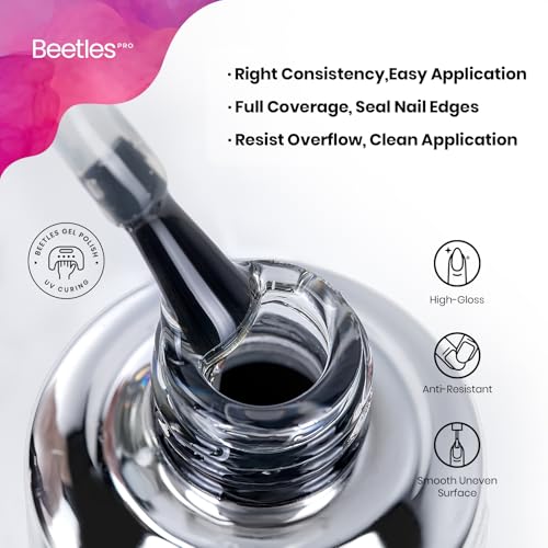 Beetles Professional Gel Top Coat, 20ml High Glossy Top Coat Gel Nail Polish No Wipe Long-Lasting Shine, Anti-Yellowing Strong Coverage Finish for Nail Technicians Salon Use